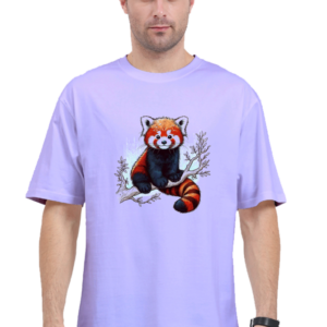 Red Panda Oversized branch Cotton T-Shirt – Soft, Breathable & Durable Graphic Print Tee