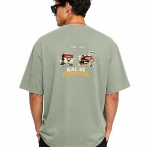 Filliaxmius Kal Se Padhunga Oversized T-Shirt Back Print - Sage Green