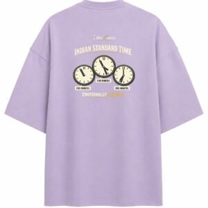 Filliaxmius Indian Standard Time Oversized T-Shirt Back Print - Lavender