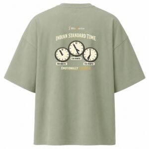 Filliaxmius Indian Standard Time Oversized T-Shirt Back Print - Sage Green