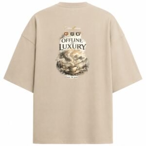 Filliaxmius Offline Is Luxury Oversized T-Shirt Back Print - Beige