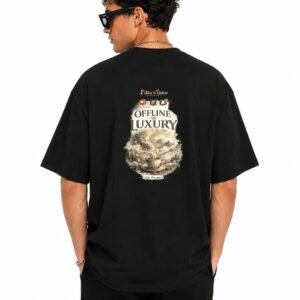 Filliaxmius Offline Is Luxury Oversized T-Shirt Back Print - Black