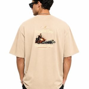 Filliaxmius Discipline Came. Motivation Slept. Oversized T-Shirt Back Print - Beige