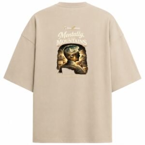Filliaxmius Mentally in the Mountains Oversized T-Shirt Back Print - Beige