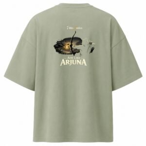 Filliaxmius Aim Like Arjuna Oversized T-Shirt Back Print - Sage Green