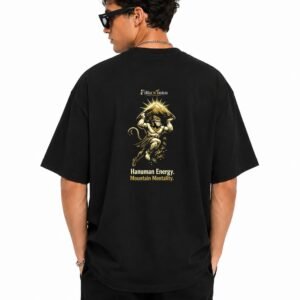 Filliaxmius Hanuman Energy. Mountain Mentality. Oversized T-Shirt Back Print - Black