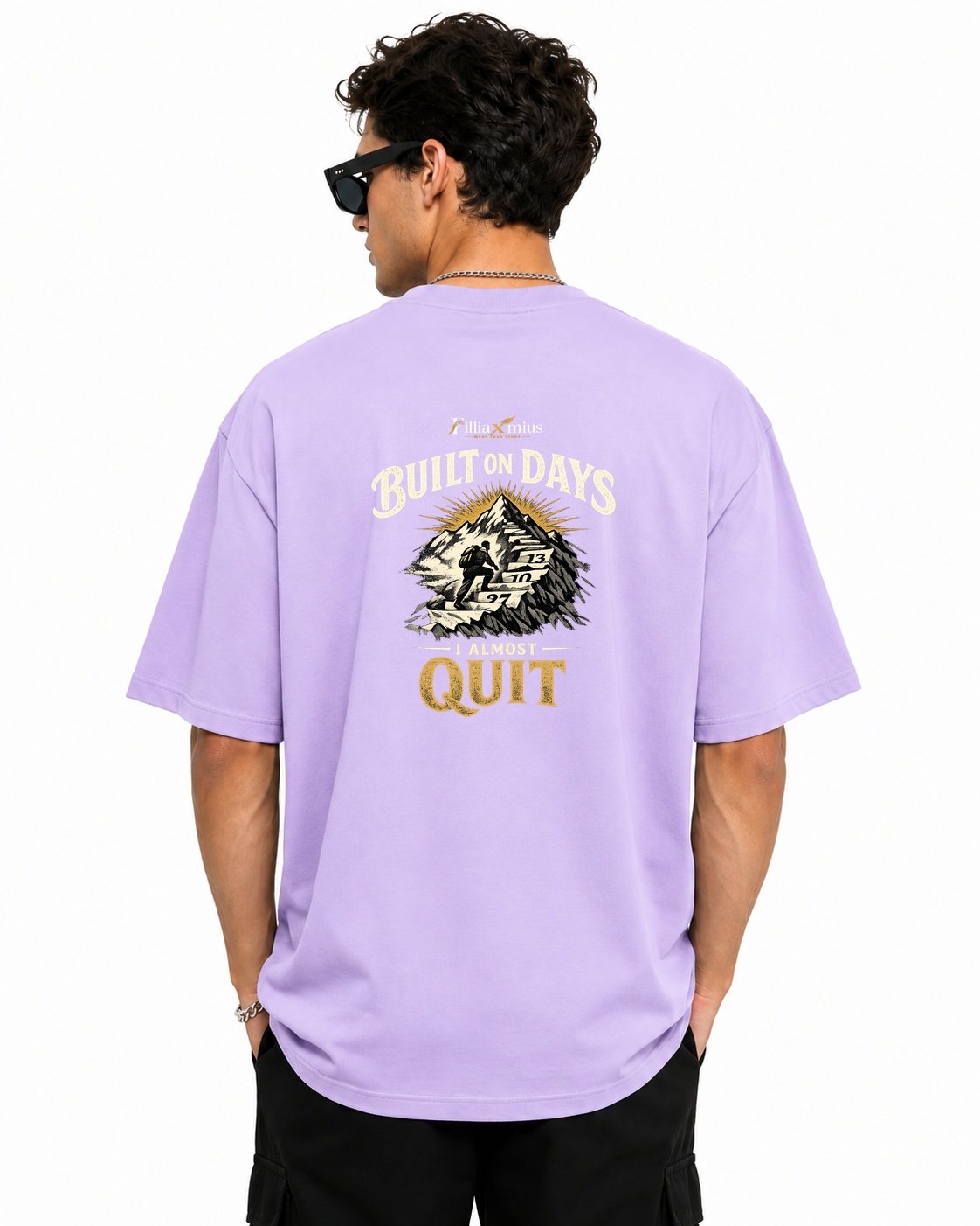 Filliaxmius Built on Days I Almost Quit Oversized T-Shirt Back Print - Lavender