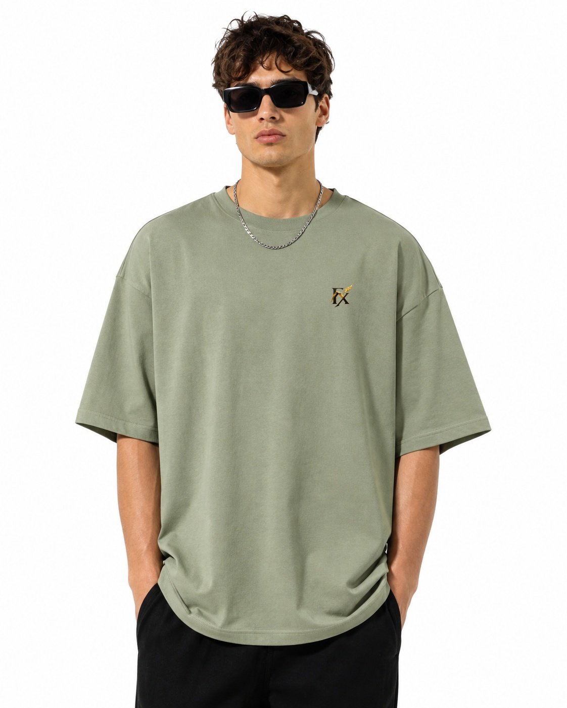 Filliaxmius Built on Days I Almost Quit Oversized T-Shirt Back Print - Sage Green