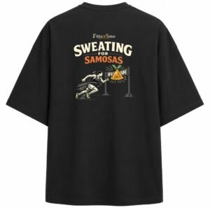 Filliaxmius Sweating for Samosas Oversized T-Shirt Back Print - Black