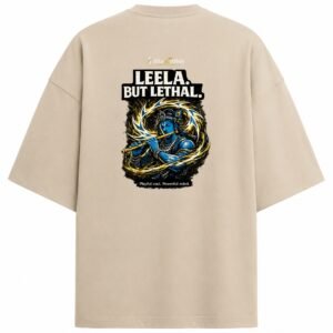 Filliaxmius Leela. But Lethal. Oversized T-Shirt Back Print - Beige