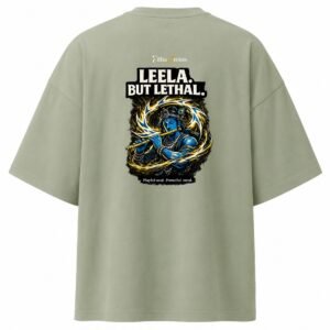 Filliaxmius Leela. But Lethal. Oversized T-Shirt Back Print - Sage Green