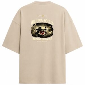 Filliaxmius Arjuna Focus. Krishna Guidance. Oversized T-Shirt Back Print - Beige