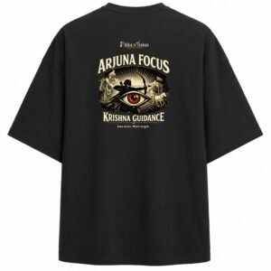 Filliaxmius Arjuna Focus. Krishna Guidance. Oversized T-Shirt Back Print - Black