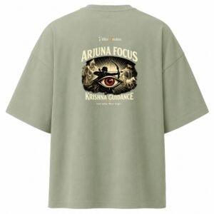 Filliaxmius Arjuna Focus. Krishna Guidance. Oversized T-Shirt Back Print - Sage Green