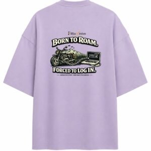 Filliaxmius Born to Roam. Forced to Log In. Oversized T-Shirt Back Print - Lavender
