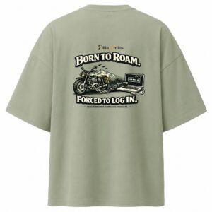 Filliaxmius Born to Roam. Forced to Log In. Oversized T-Shirt Back Print - Sage Green