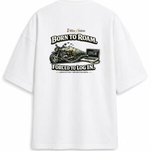 Filliaxmius Born to Roam. Forced to Log In. Oversized T-Shirt Back Print - White