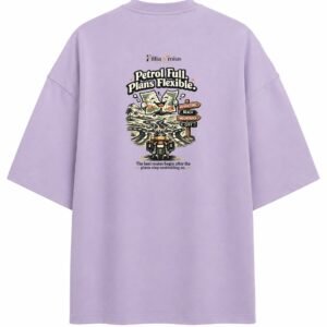 Filliaxmius Petrol Full. Plans Flexible. Oversized T-Shirt Back Print - Lavender