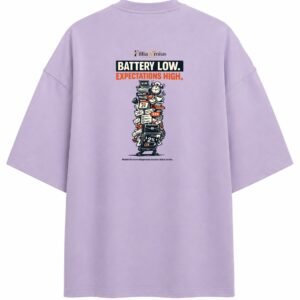Filliaxmius Battery Low. Expectations High. Oversized T-Shirt Back Print - Lavender