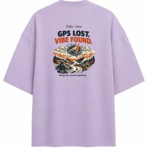 Filliaxmius GPS Lost. Vibe Found. Oversized T-Shirt Back Print - Lavender