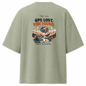 Filliaxmius GPS Lost. Vibe Found. Oversized T-Shirt Back Print - Sage Green