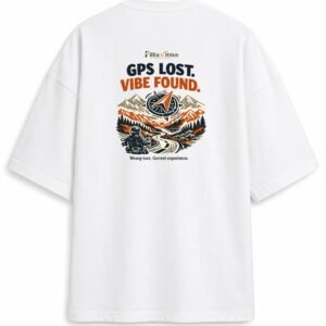 Filliaxmius GPS Lost. Vibe Found. Oversized T-Shirt Back Print - White