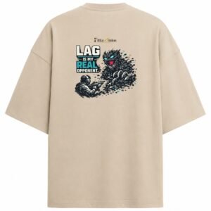 Filliaxmius Lag Is My Real Opponent Oversized T-Shirt Back Print - Beige