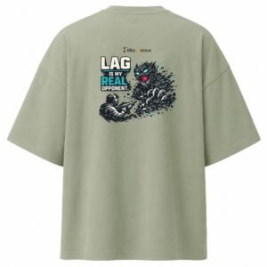 Filliaxmius Lag Is My Real Opponent Oversized T-Shirt Back Print - Sage Green