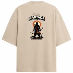 Filliaxmius Maryada Mode On Oversized T-Shirt Back Print - Beige