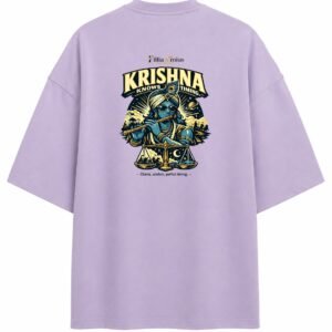 Filliaxmius Krishna Knows Timing Oversized T-Shirt Back Print - Lavender