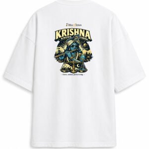 Filliaxmius Krishna Knows Timing Oversized T-Shirt Back Print - White