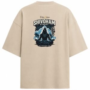 Filliaxmius Shivoham Street Oversized T-Shirt Back Print - Beige