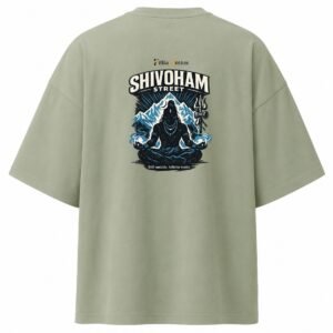 Filliaxmius Shivoham Street Oversized T-Shirt Back Print - Sage Green