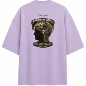 Filliaxmius Brain Buffering. Soul Still Loading. Oversized T-Shirt Back Print - Lavender