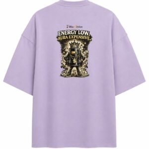 Filliaxmius Energy Low. Aura Expensive. Oversized T-Shirt Back Print - Lavender