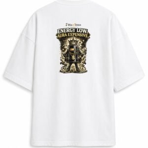 Filliaxmius Energy Low. Aura Expensive. Oversized T-Shirt Back Print - White