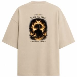 Filliaxmius Soul on Fire. Mind at Ease. Oversized T-Shirt - Beige
