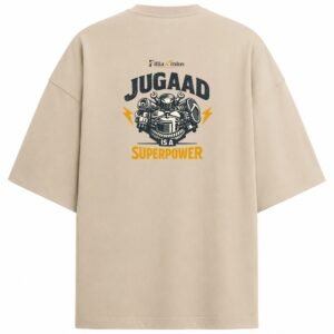 Filliaxmius Jugaad Is a Superpower Oversized T-Shirt - Beige