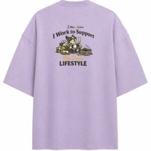 Filliaxmius I Work to Support My Dog's Lifestyle Oversized T-Shirt - Lavender