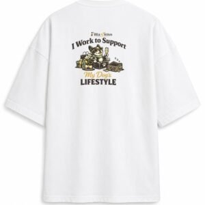 Filliaxmius I Work to Support My Dog's Lifestyle Oversized T-Shirt - White