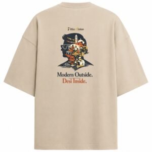 Filliaxmius Modern Outside. Desi Inside. Oversized T-Shirt - Beige