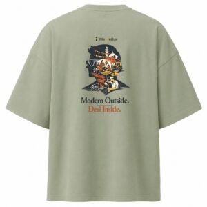 Filliaxmius Modern Outside. Desi Inside. Oversized T-Shirt - Sage Green
