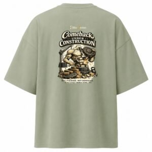 Filliaxmius Comeback Under Construction Oversized T-Shirt - Sage Green