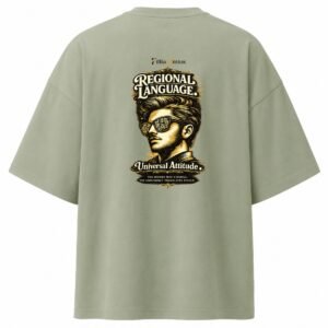 Filliaxmius Regional Language. Universal Attitude. Oversized T-Shirt - Sage Green