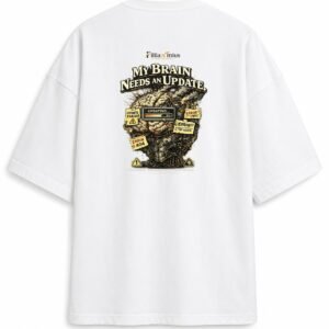 Filliaxmius My Brain Needs an Update Oversized T-Shirt - White