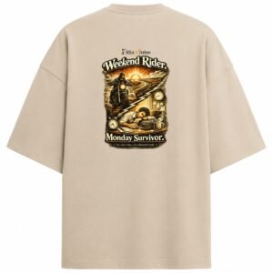 Filliaxmius Weekend Rider. Monday Survivor. Oversized T-Shirt - Beige
