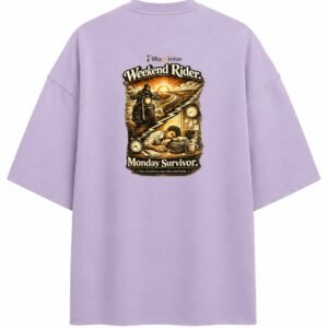 Filliaxmius Weekend Rider. Monday Survivor. Oversized T-Shirt - Lavender