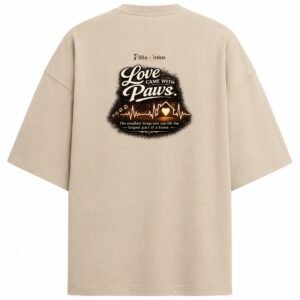 Filliaxmius Love Came With Paws Oversized T-Shirt - Beige