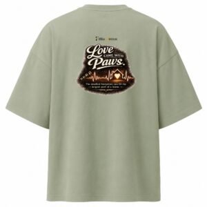 Filliaxmius Love Came With Paws Oversized T-Shirt - Sage Green