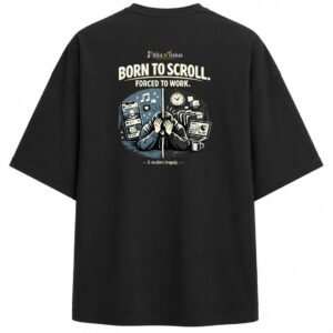 Filliaxmius Born to Scroll. Forced to Work. Oversized T-Shirt - Black